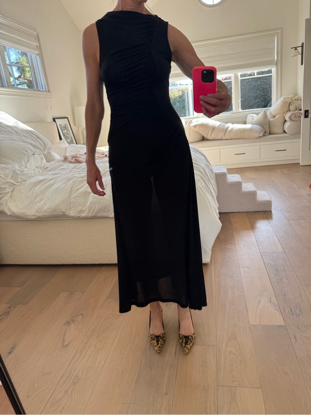 Ulla Johnson Black Sleeveless Maxi Dress with Side Ruching